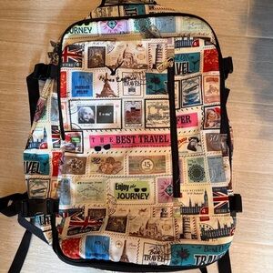 Travel-Themed Multicolor Backpack
